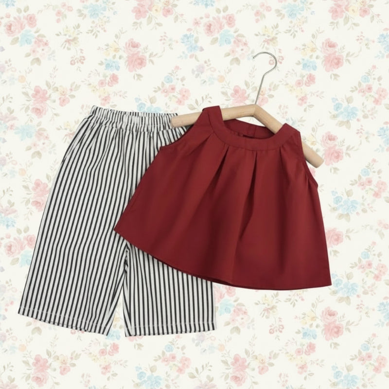 Sleeveless Tops & Pants – Douceur et élégance – Ensemble d'été pour enfants