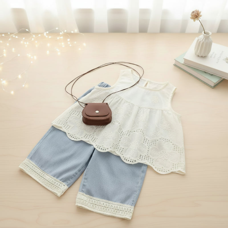 Sleeveless Tops & Pants – Douceur et élégance – Ensemble d'été pour enfants