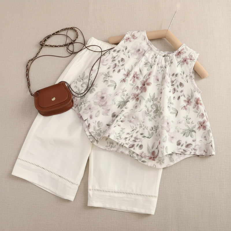 Sleeveless Tops & Pants – Douceur et élégance – Ensemble d'été pour enfants
