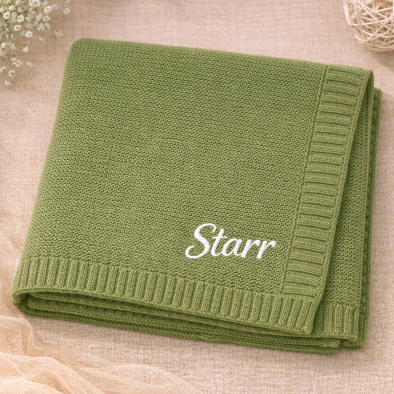 Personalized Baby Blanket – Douce et unique – Couverture en coton personnalisée et brodée