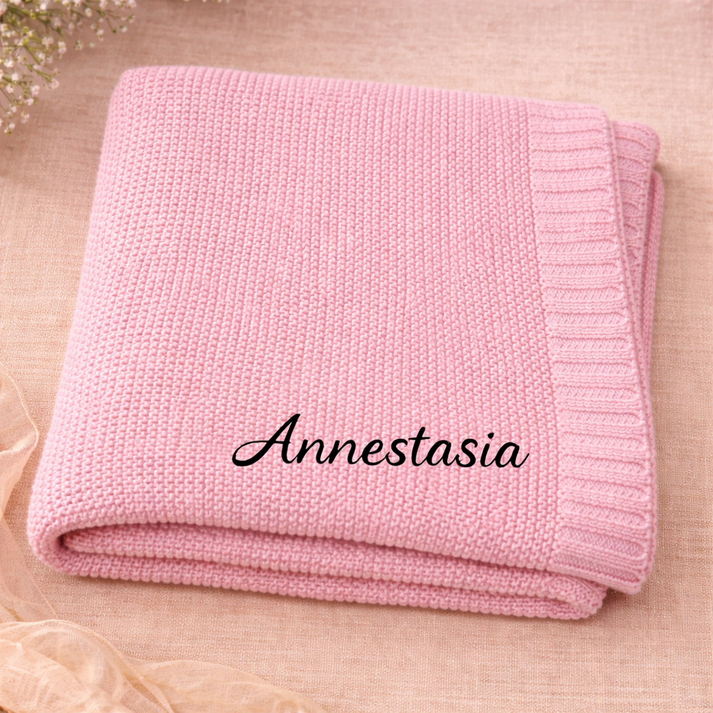 Personalized Baby Blanket – Douce et unique – Couverture en coton personnalisée et brodée