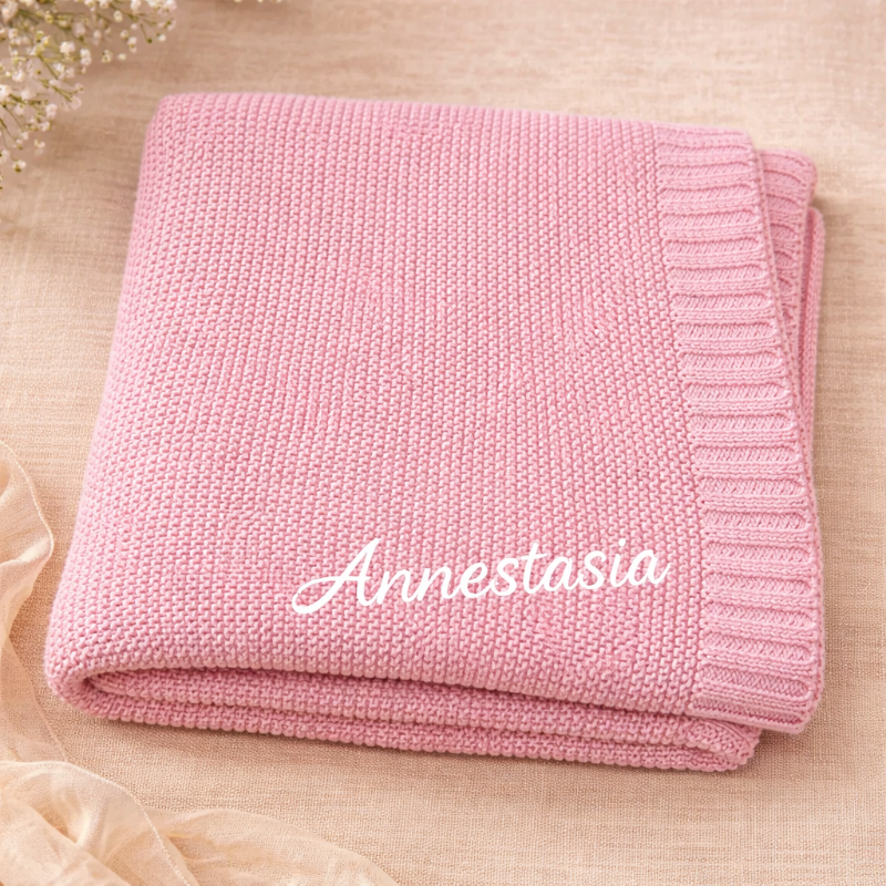 Personalized Baby Blanket – Douce et unique – Couverture en coton personnalisée et brodée