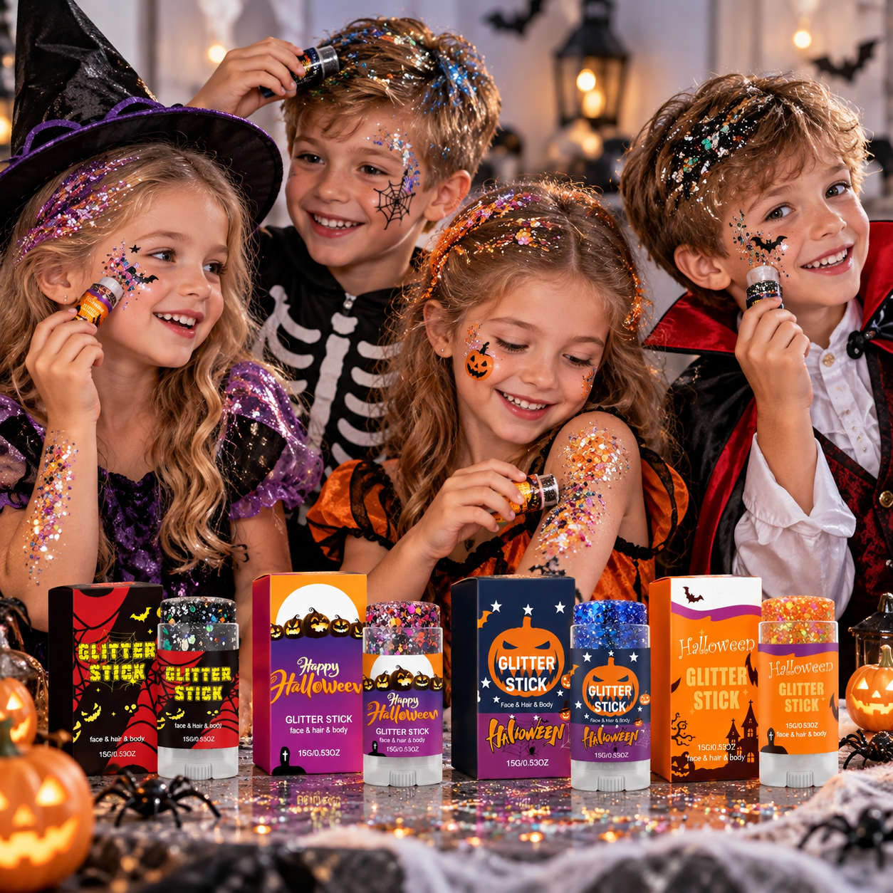 GlitterPop – Éclatant et festif – Stick pailleté d'Halloween pour le visage, les cheveux et le corps