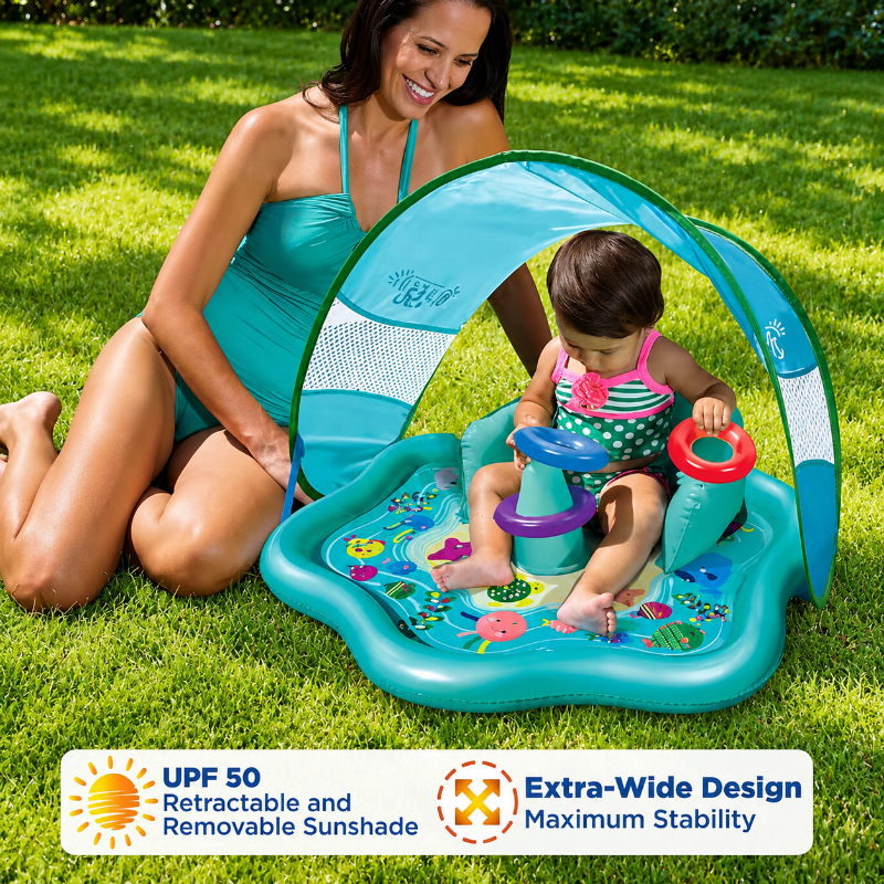 SplashPlay – Sécurité et plaisir – Piscine pour bébés avec pare-soleil
