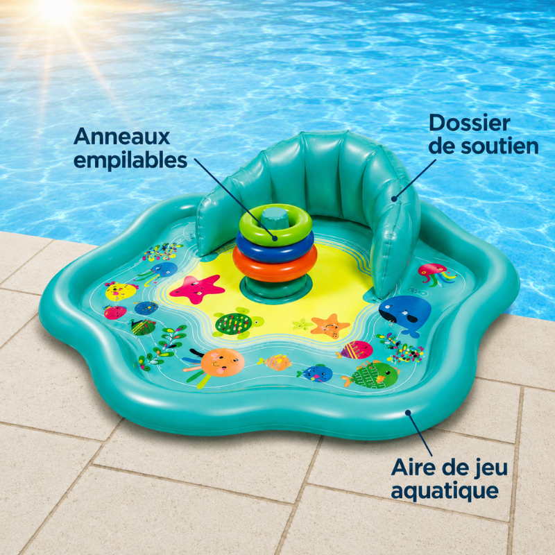 SplashPlay – Sécurité et plaisir – Piscine pour bébés avec pare-soleil