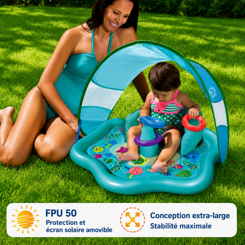 SplashPlay – Sécurité et plaisir – Piscine pour bébés avec pare-soleil