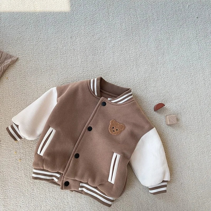 Mini Fashion™ - Velours Côtelé Style Baseball - Manteau d'Hiver pour Tout-Petit