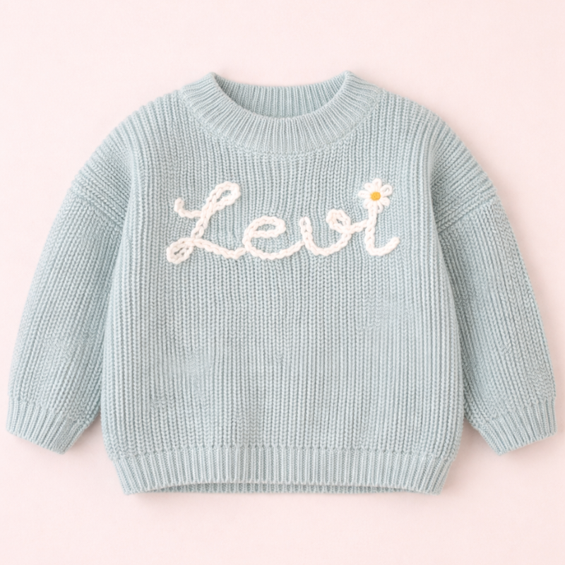 TinyStitch – Pull tricoté personnalisé avec prénom pour enfants