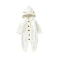 Thumbnail for SoftKnit – Chaleureux et mignon – Combinaison à capuche en tricot pour bébé
