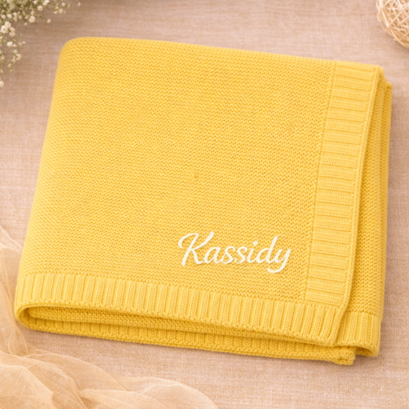 Personalized Baby Blanket – Douce et unique – Couverture en coton personnalisée et brodée