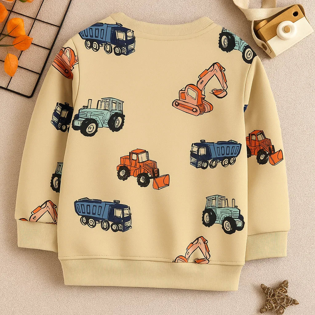 TruckTales – Doux et chaud - Pull avec des véhicules de construction colorés