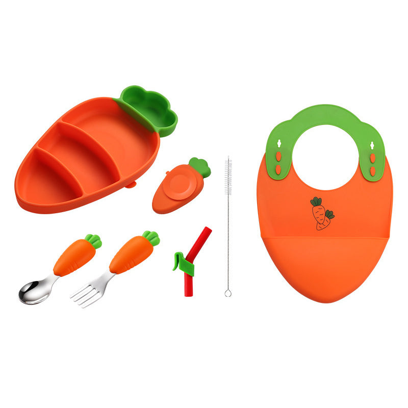 MiniMeal – Sûr et antidérapant – Set de vaisselle en silicone pour tout-petits avec couverts