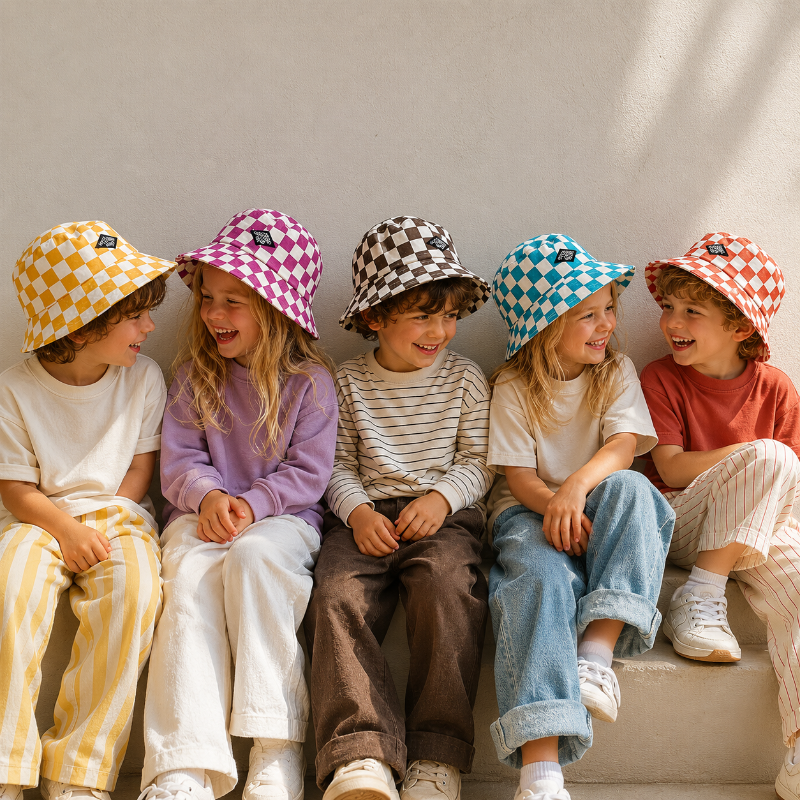 Bucket Hat – Mignon et protecteur – Bonnet pour enfant à carreaux
