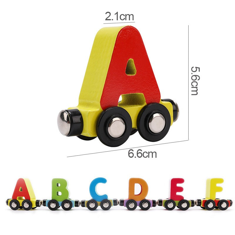 Woods™ - Apprendre l'alphabet et les chiffres - Train magnétique en bois