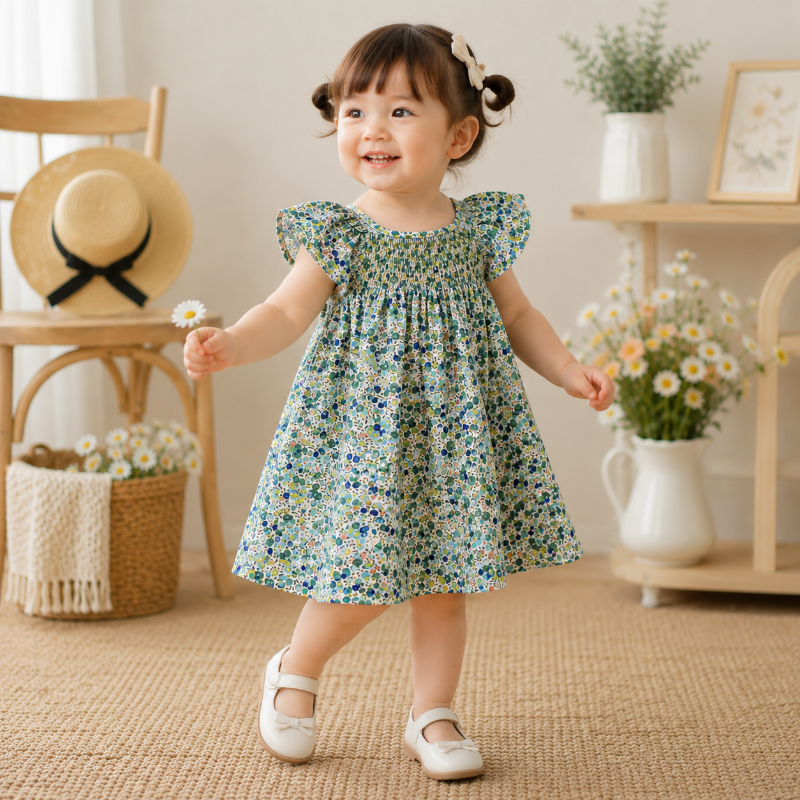 Floral Dress – Légère et aérienne – Robe à manches flottantes pour filles