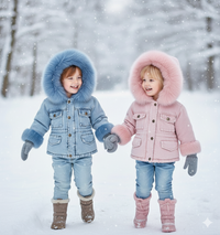 Thumbnail for FurDream – Denim Look – Manteau d'hiver avec capuche