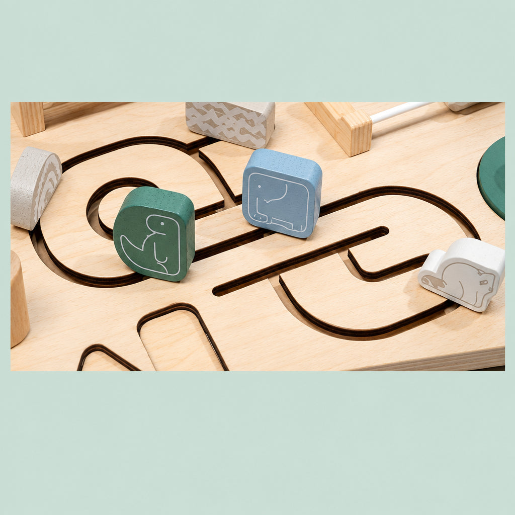 WoodMaze – Ludique et éducatif – Table d'activités en bois avec labyrinthe à perles