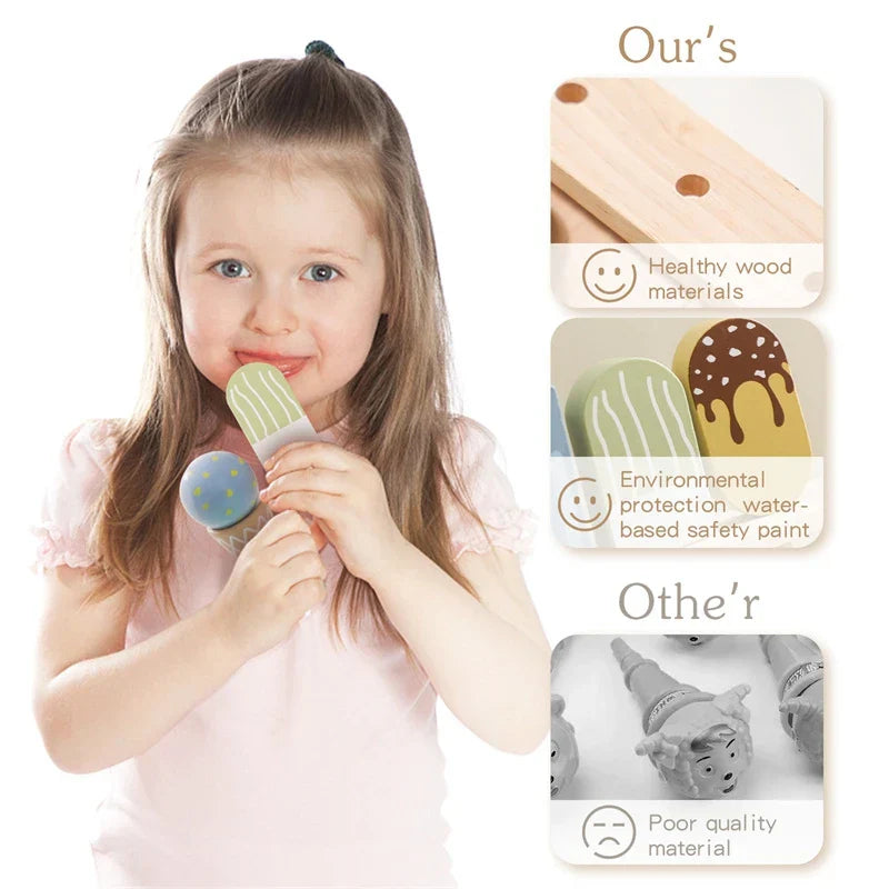 Woods™ - Petits Maîtres Glaciers - Set de Jouets en Bois pour Glaces