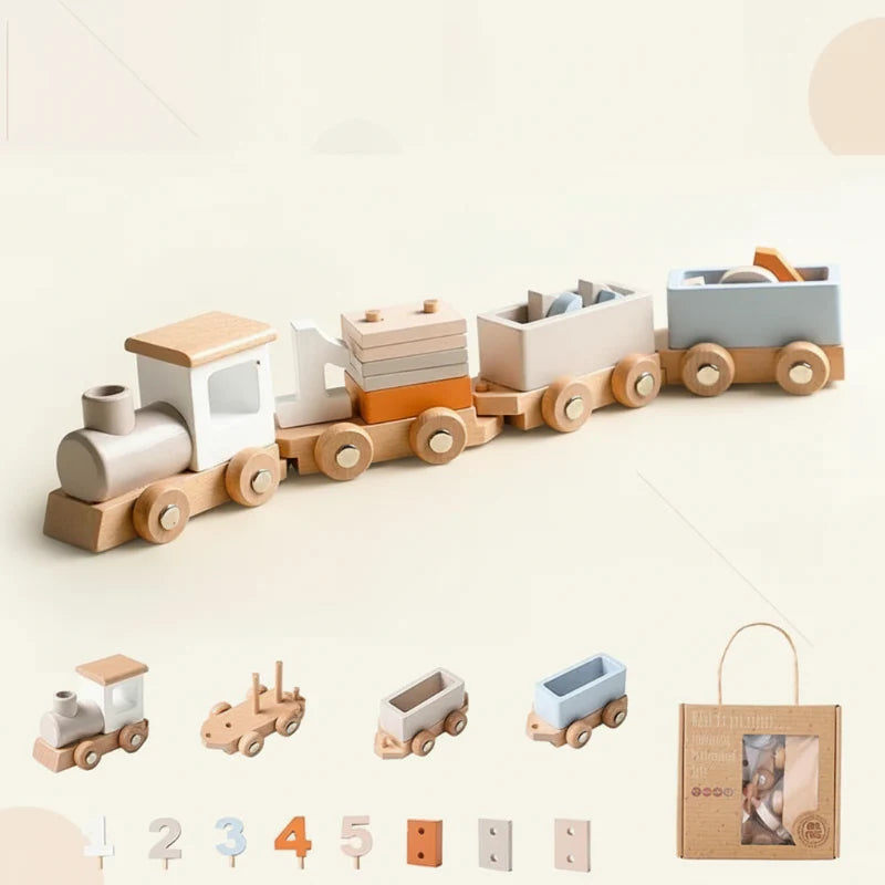 TrainCount –  Classique et éducatif – Train Montessori en bois
