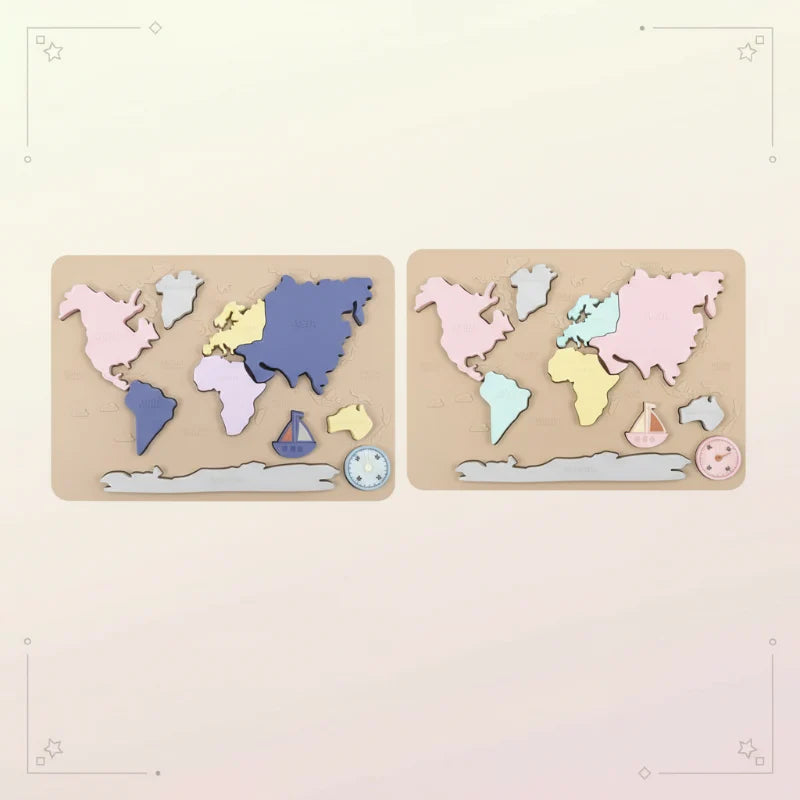GeoKids – Montessori & Éducatif – Puzzle silicone de la carte du monde