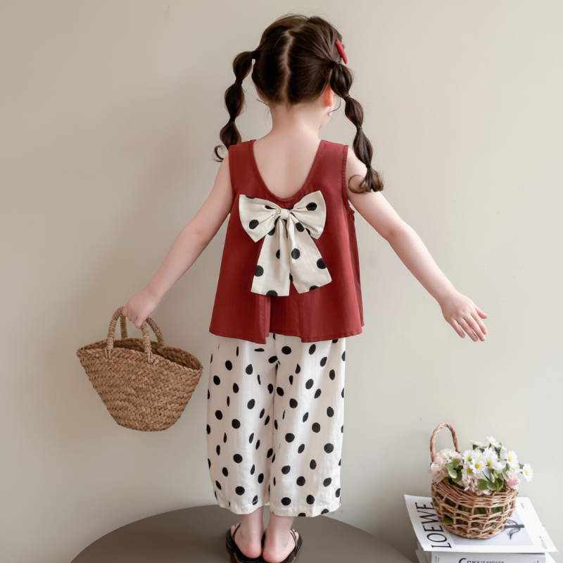Sleeveless Tops & Pants – Douceur et élégance – Ensemble d'été pour enfants