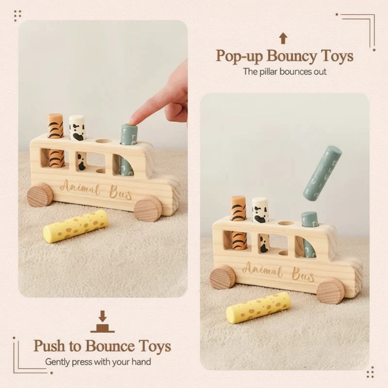 PressBus – Montessori & Éducatif – Bus de jeu en bois à pousser