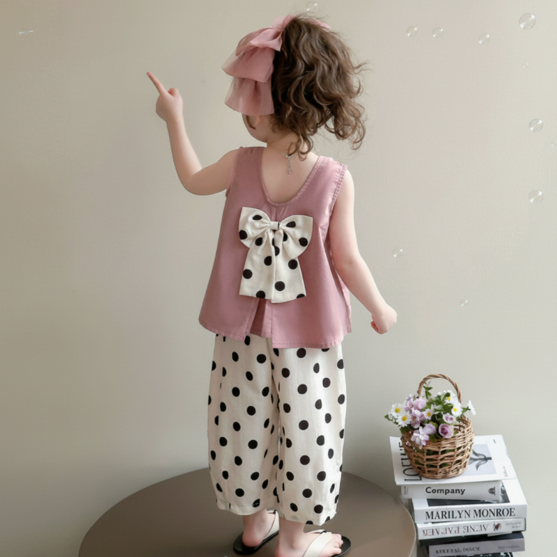 Sleeveless Tops & Pants – Douceur et élégance – Ensemble d'été pour enfants