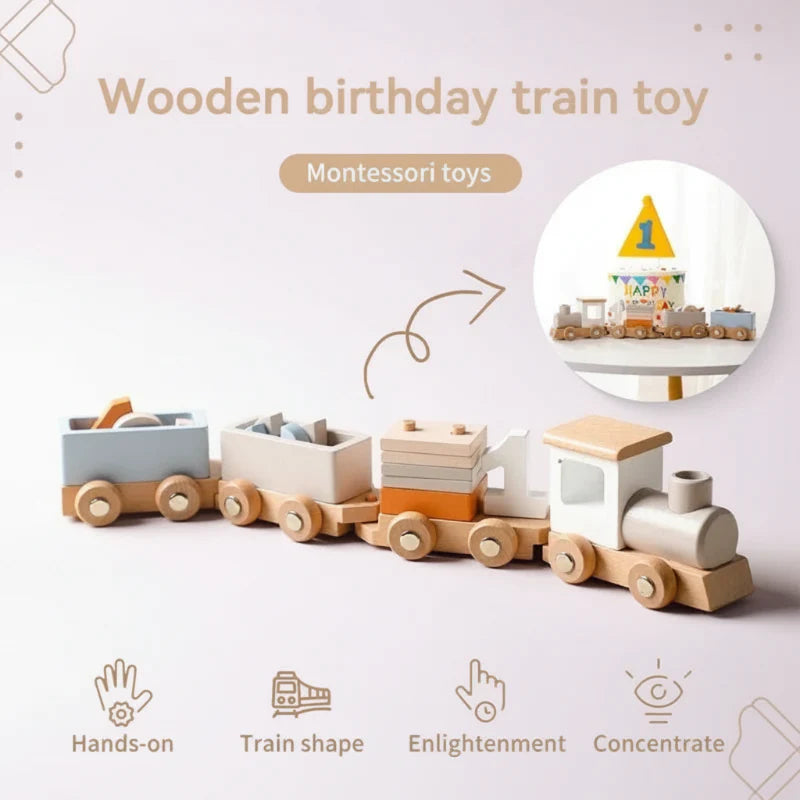 TrainCount –  Classique et éducatif – Train Montessori en bois