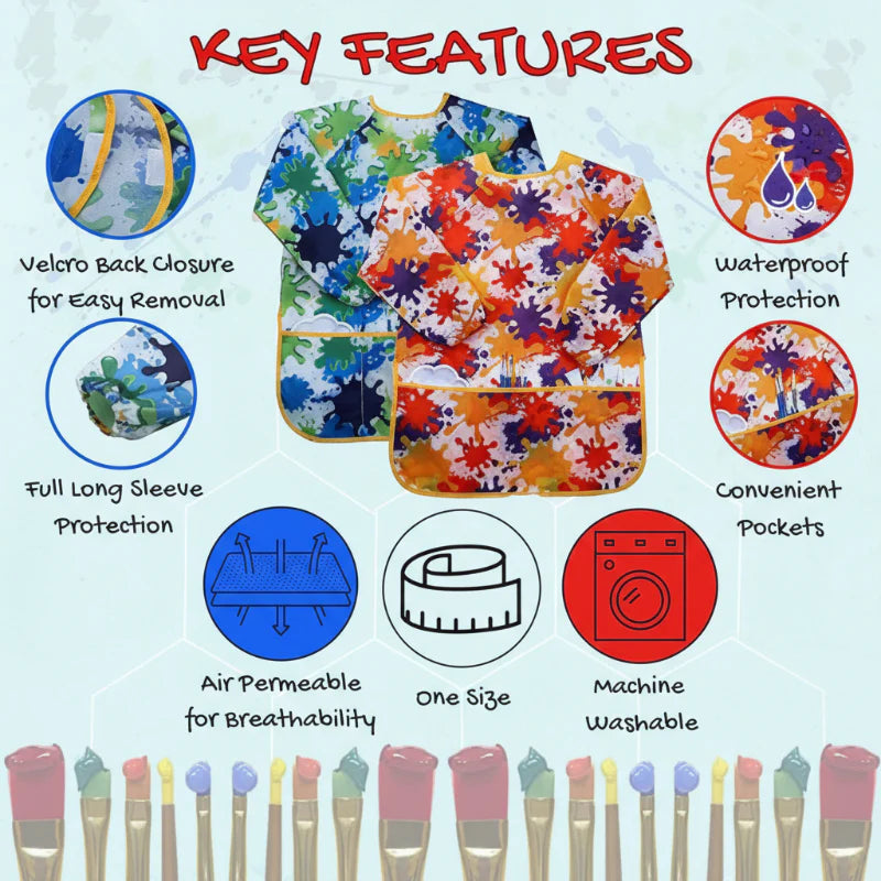 ArtEase – Coloré et imperméable – Tablier de peinture pour enfants