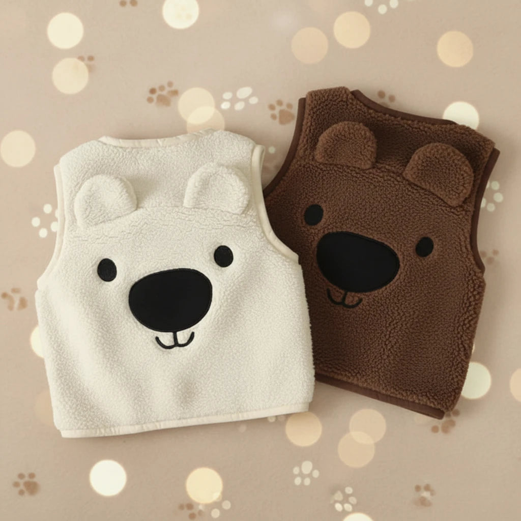 Baby Bear Fleece Vest – Chaud et doux – Gilet « Kinder Beer »