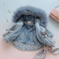 Thumbnail for FurDream – Denim Look – Manteau d'hiver avec capuche