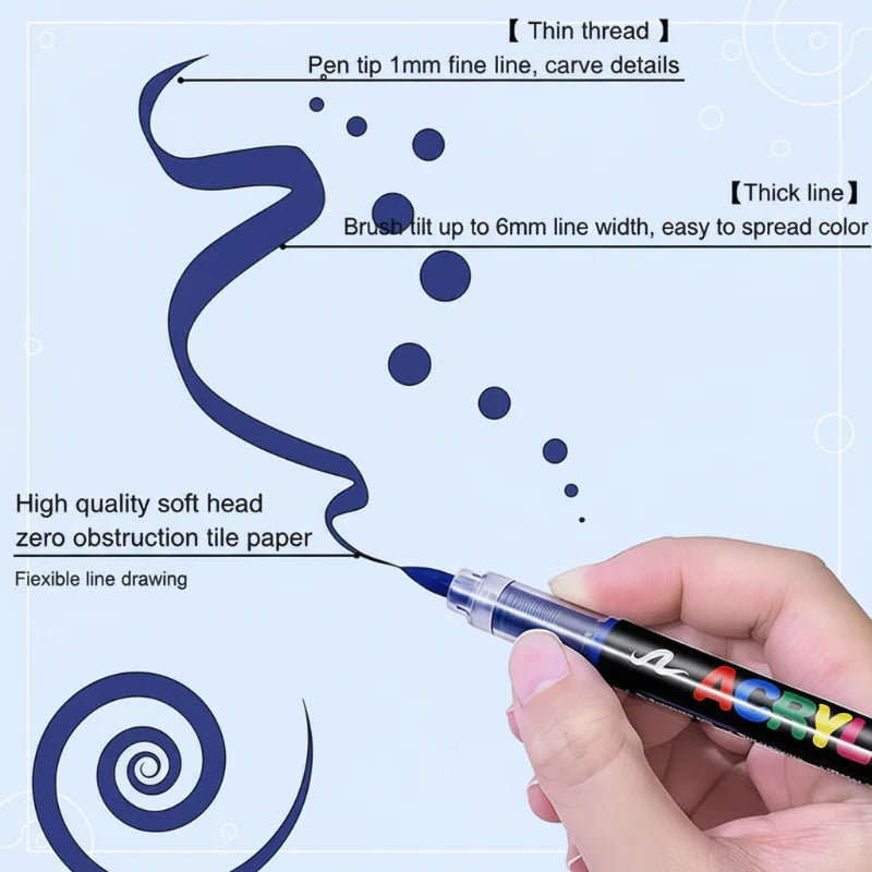 ColorCraft – Créatif et durable – Marqueurs acryliques à pointe pinceau