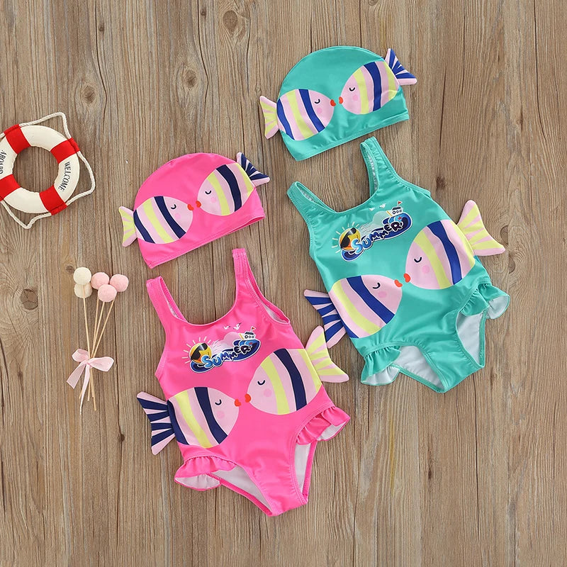 Mini Fashion™ - Imprimé Poissons Amusant - Maillot de bain fille