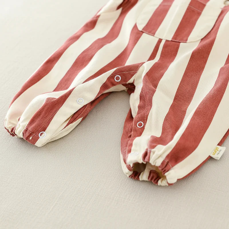 Striped Overall Romper – Douceur et confort – Combinaison pour enfant