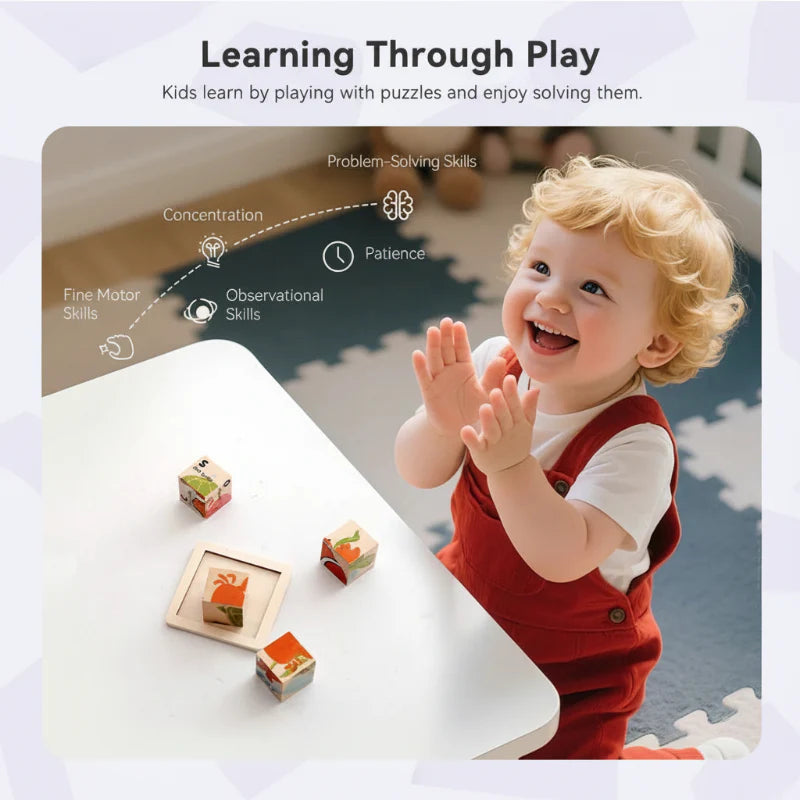 WoodMind – Créatif et éducatif – Puzzle en bois 6 en 1 Montessori Animaux