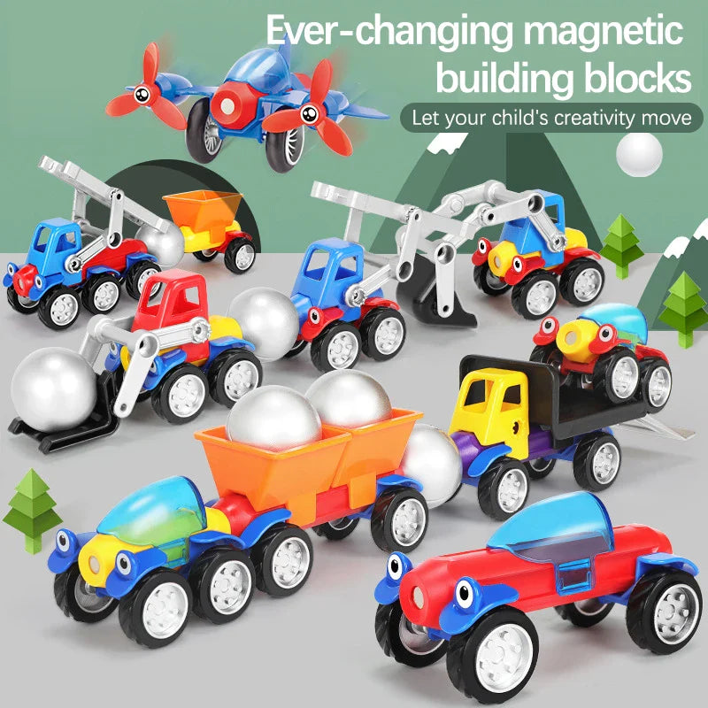 Magnetic Cars™ – Jeu de construction magnétique - Ensemble de véhicules magnétiques