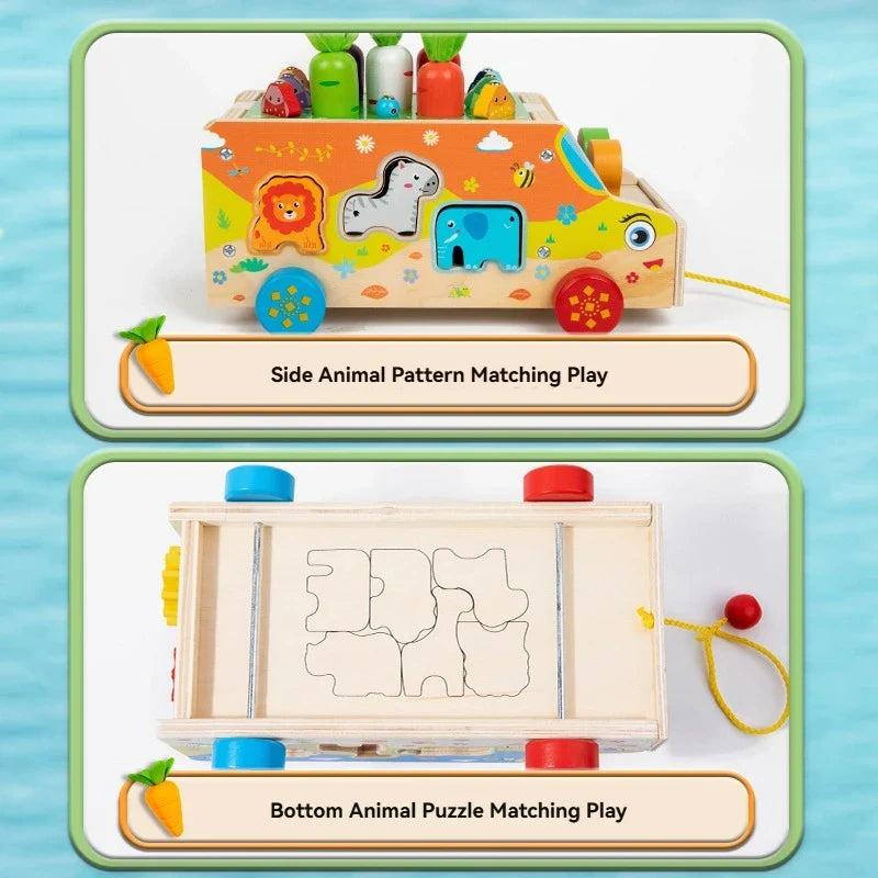 Montessori Animal Matching Toy – Éducatif et interactif – Puzzle « Voiture à jouets »