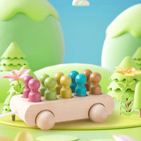 Thumbnail for Pop & Roll – Motricité et fantaisie – Ensemble de voitures de poupées en bois