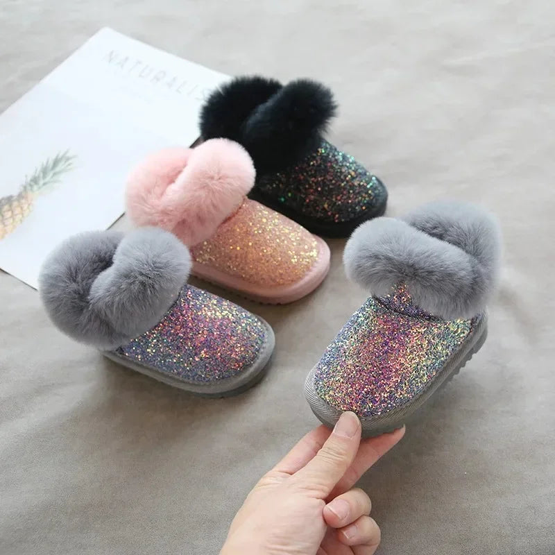 Mini Fashion™ - Chaudes et élégantes - Chaussures d'hiver à paillettes pour enfants