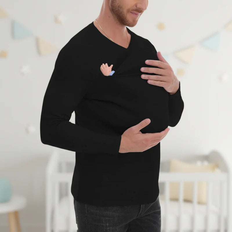 Kangaroo Pocket Shirt – Confort et praticité – T-shirt porte-bébé pour hommes