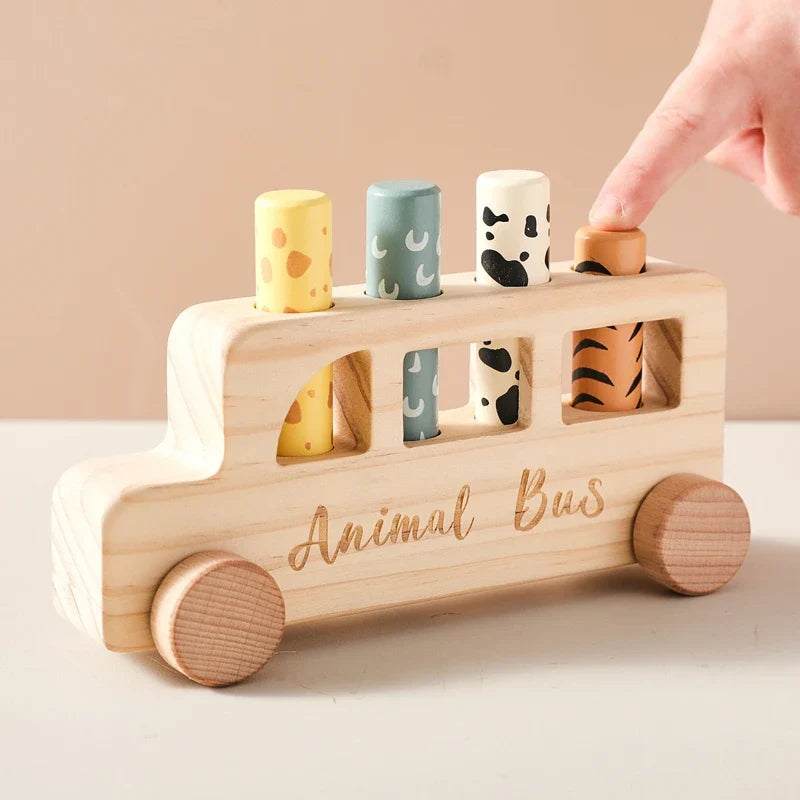 PressBus – Montessori & Éducatif – Bus de jeu en bois à pousser