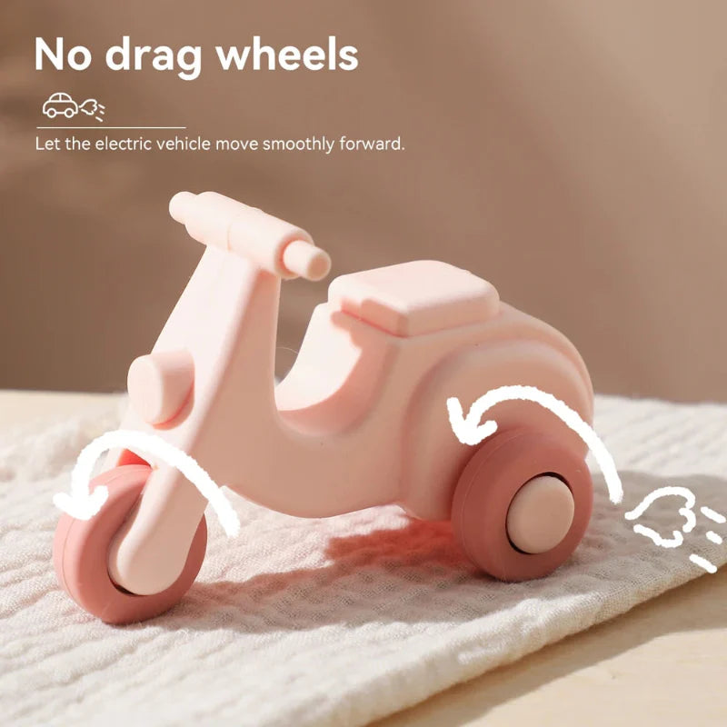 Montessori Silicone Toy Car – Sûr et adapté à la dentition – Jouet de dentition en silicone en forme de véhicule