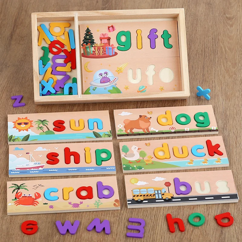 AlphaPuzzle – Apprendre des mots anglais – Puzzle d'orthographe en bois