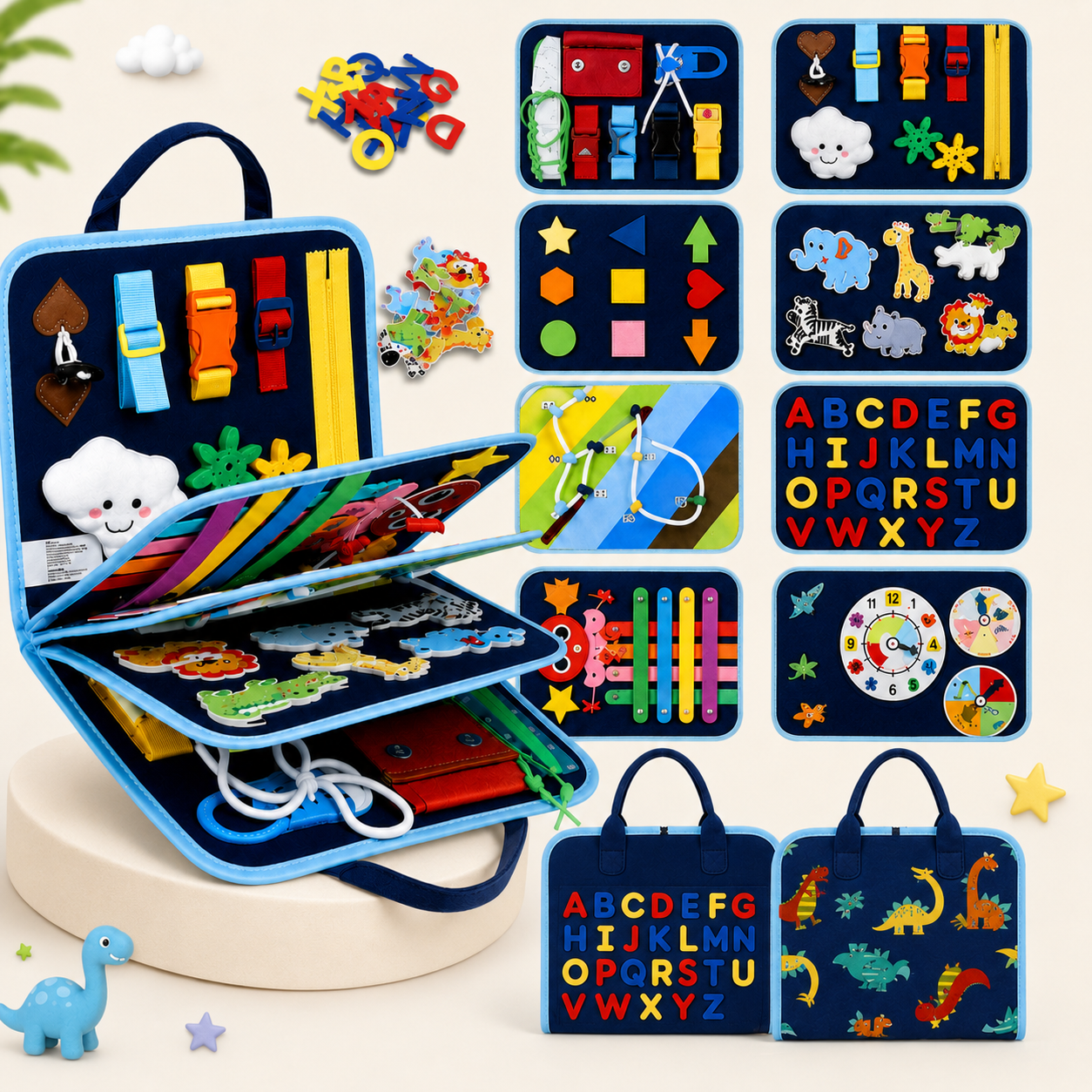 7-in-1 Busy Board – Motricité et apprentissage – Tableau d'activités