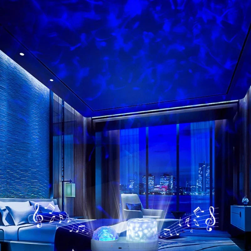 OceanGlow – Apaisante et magique – Lampe de nuit avec projection de ciel étoilé