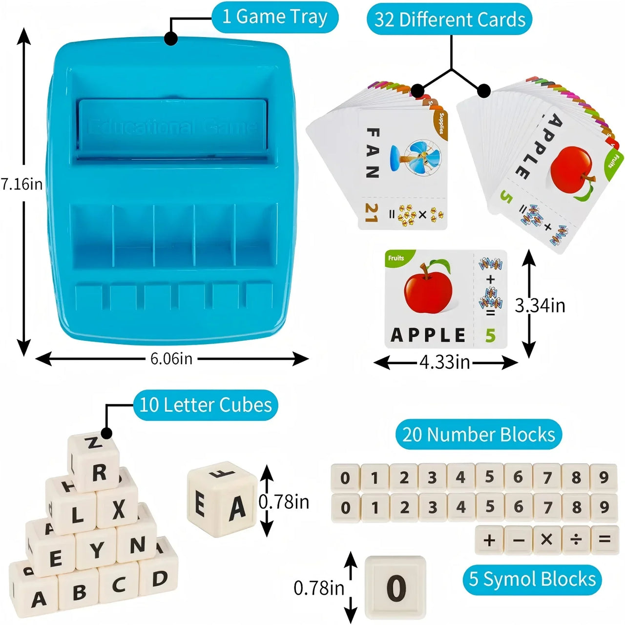 EduPlay – 2 en 1 - Kit d'apprentissage et de jeu avec cartes alphabet et chiffres