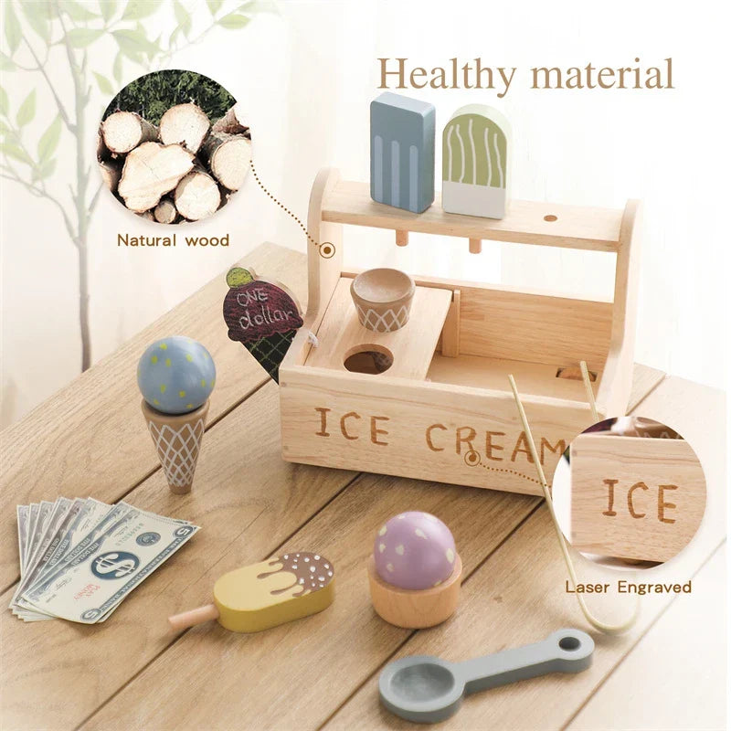 Woods™ - Petits Maîtres Glaciers - Set de Jouets en Bois pour Glaces