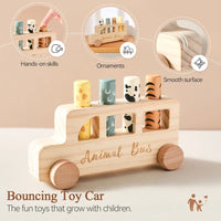 Thumbnail for PressBus – Montessori & Éducatif – Bus de jeu en bois à pousser