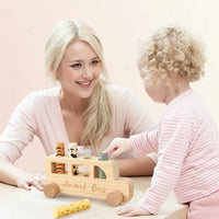 Thumbnail for PressBus – Montessori & Éducatif – Bus de jeu en bois à pousser