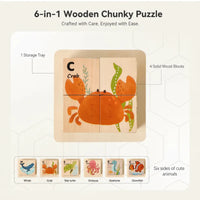 Thumbnail for WoodMind – Créatif et éducatif – Puzzle en bois 6 en 1 Montessori Animaux